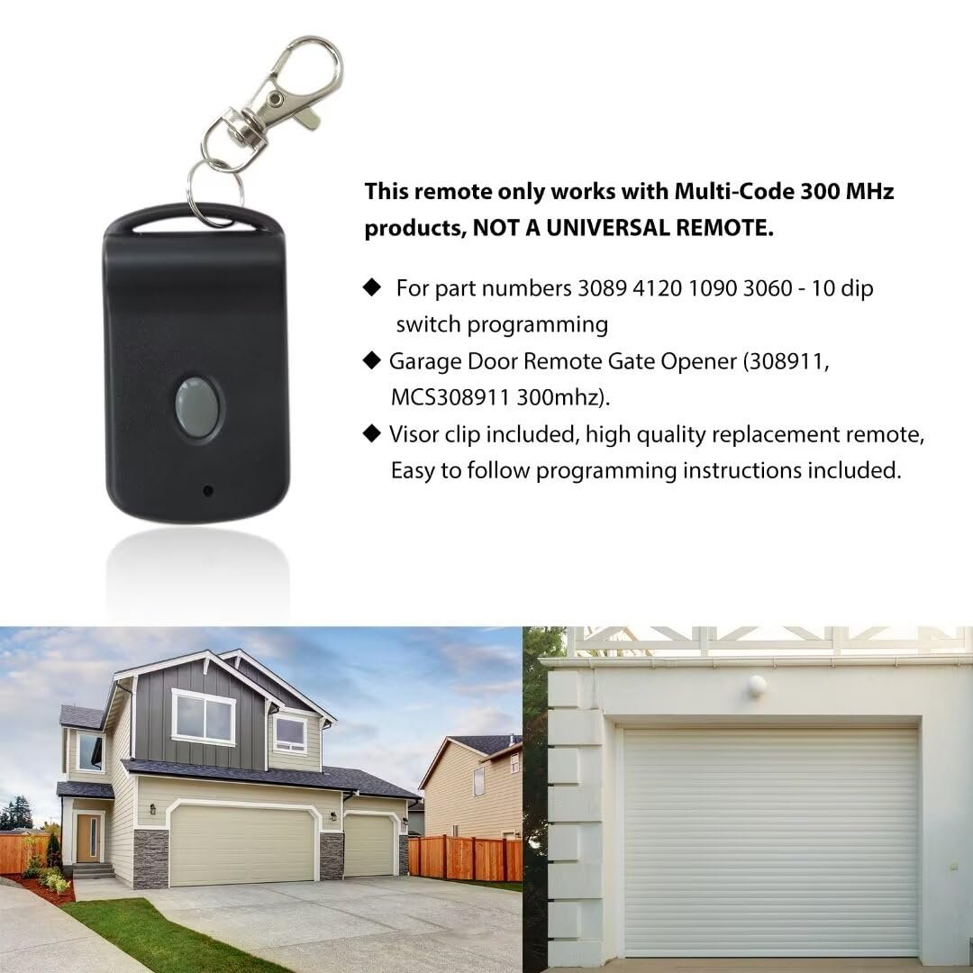 2x Garage Door Remote Opener 308911 Mcs308911 300mhz For Multi-code Linear 3089 Grey
