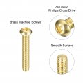Uxcell Brass Machine Screws M6x35mm Phillips Pan Head Fastener Bolts For Furniture Office Equipment Electronics 20pcs