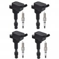 Oyeauto Ignition Coil Pack Iridium Spark Plug Set Of 4pcs 27300-2e601 Uf816 For Hyundai Elantra Sonata Kona Kia Forte Optima 2 