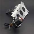 Httmt Mt408-p- Chrome Horizontal Vertical Zigzag Mount License Plate Bracket 7x4 Bk Cd Round Led Tail Brake Light Integrated