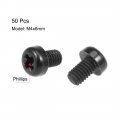 Uxcell M4x6mm Threaded Nylon Phillips Cross Pan Head Machine Screws Bolts Black 50pcs