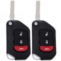 Ocpty 2 Pcs Flip Key Entry Remote Control Uncut Fob Transmitter Replacement For 2018-2019 Jeep Wrangler Rubicon Deluxe Sport S