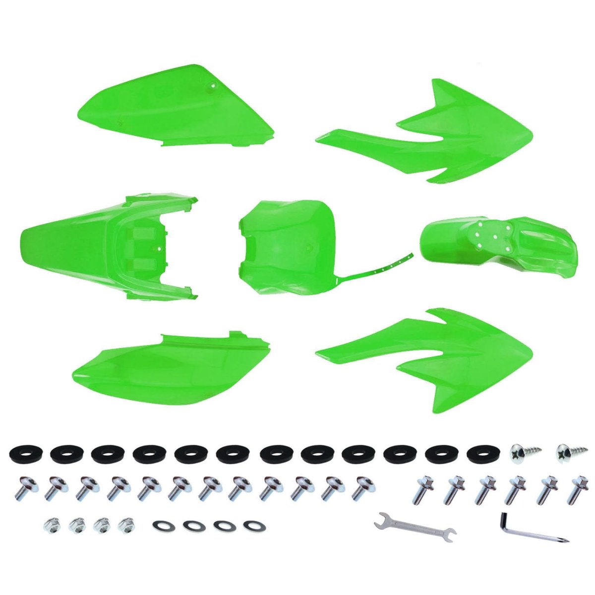 Green Plastic Fender Fairing Kit 7 Piece Set For Crf70 Xf70 And Chinese Pit Bikes Includes Front Rear Fenders Side Panels Tank