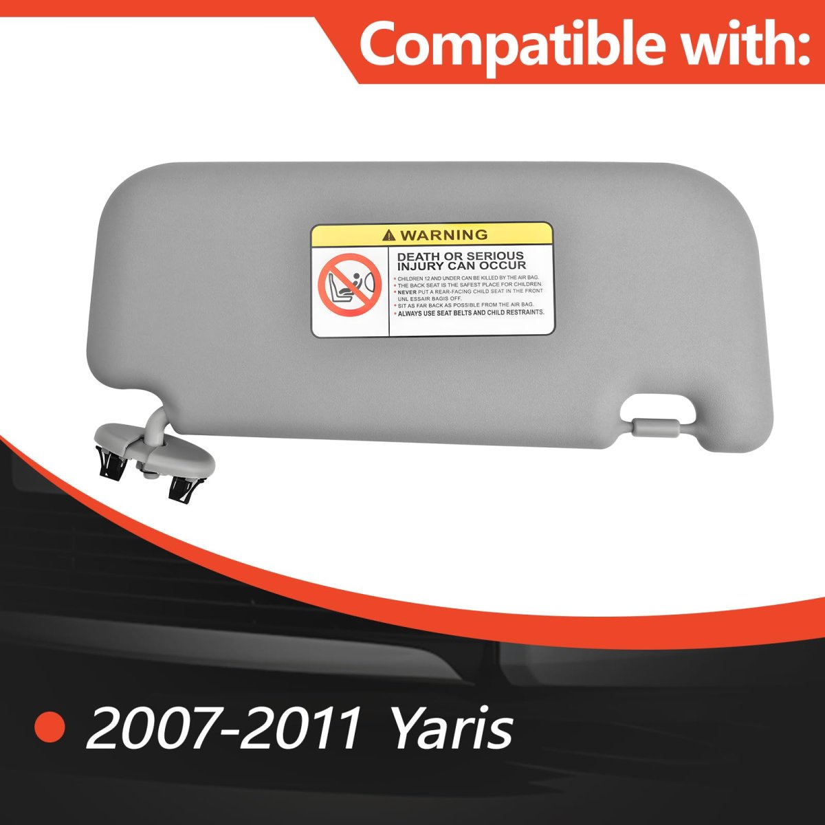Front Left Driver Side Sun Visor For 2007 2011 Yaris Gray Fabric Replaces 74320 52810 B0 Model Tx 306
