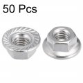 Uxcell M4 Serrated Flange Hex Lock Nuts 304 Stainless Steel 50 Pcs