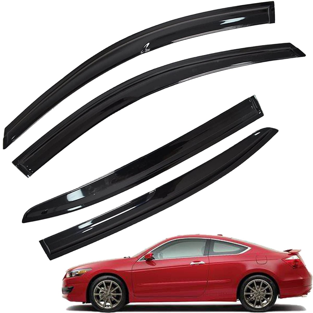 Window Visors Sun Rain Guards For Accord 2008 2012 4 Pack Car Deflectors Vent Shade Black Abs Plastic Side