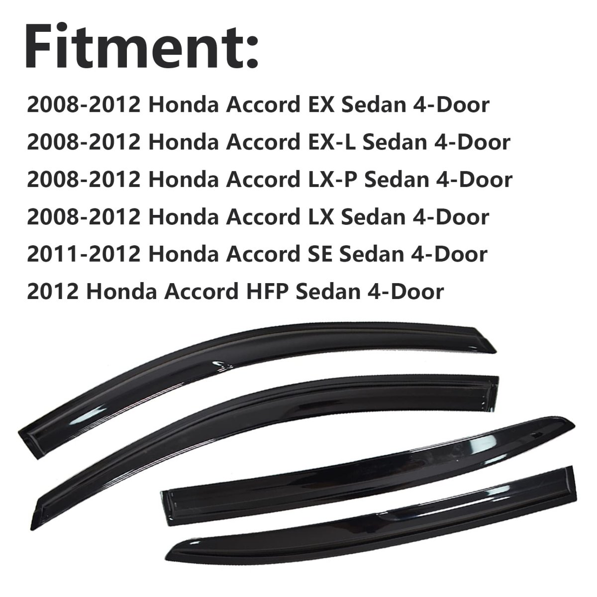 Window Visors Sun Rain Guards For Accord 2008 2012 4 Pack Car Deflectors Vent Shade Black Abs Plastic Side