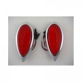 United Pacific Red Led Tear Drop Trailer Car Truck Stop Turn Brake Tail Lights Chrome Bezels 