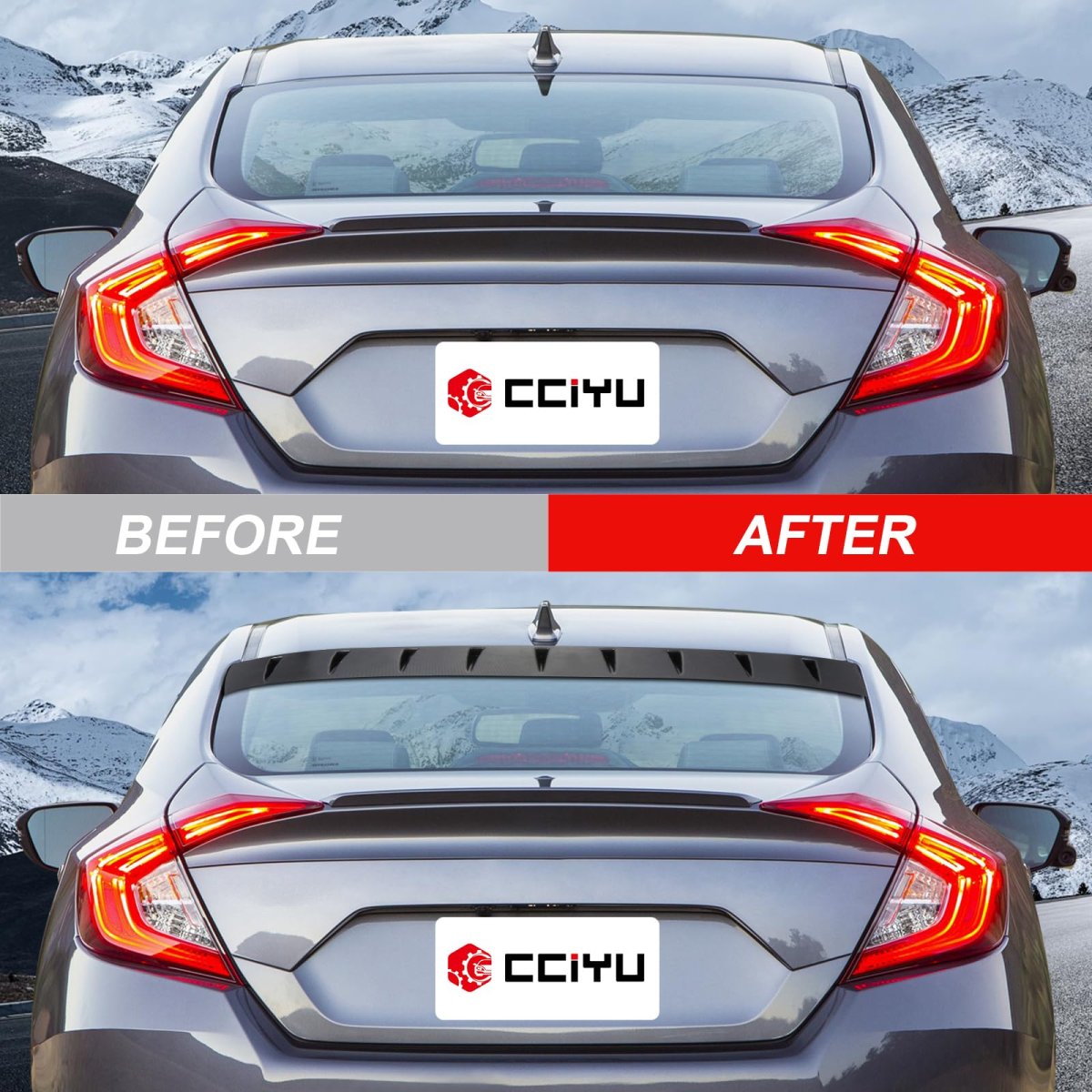 Rear Carbon Fiber Spoiler Wing For Honda Civic 2016 2018 Black Shark Fin Style Self Adhesive Direct Fit 44 In Length
