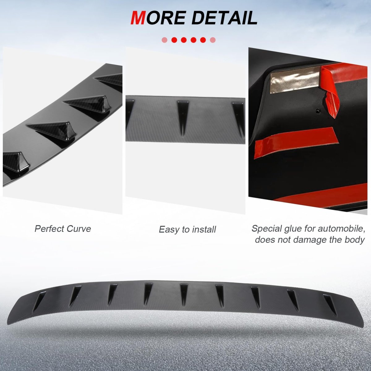 Rear Carbon Fiber Spoiler Wing For Honda Civic 2016 2018 Black Shark Fin Style Self Adhesive Direct Fit 44 In Length
