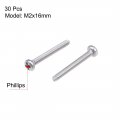 Uxcell M2x16mm Machine Screws Pan Phillips Cross Head Screw 304 Stainless Steel Fasteners Bolts 30pcs