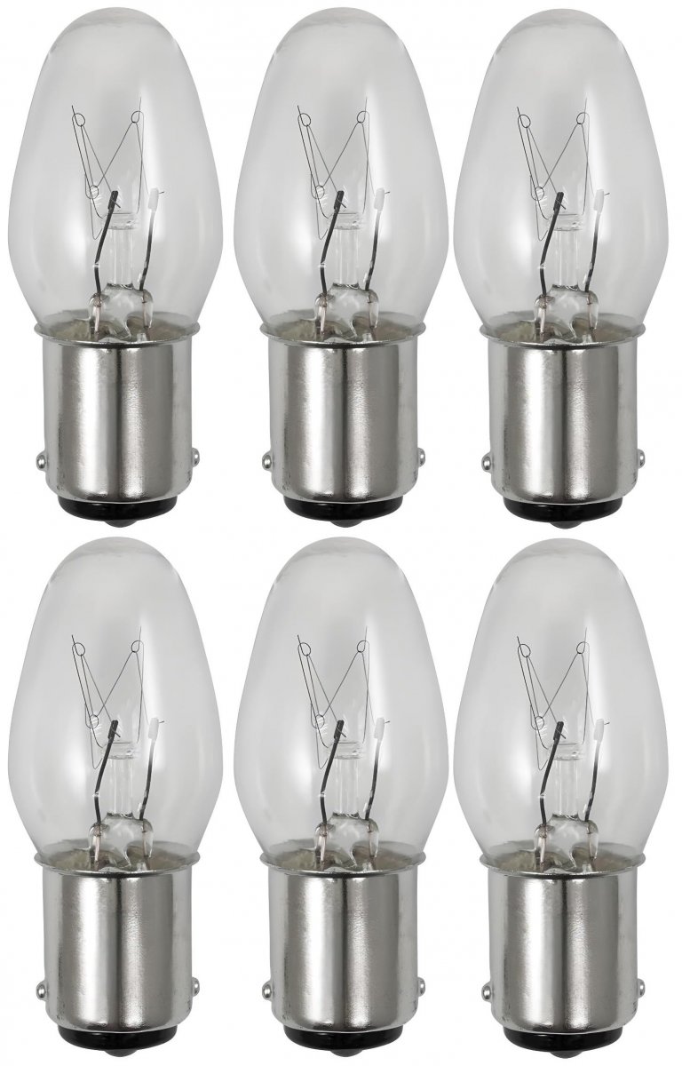 Ocs Parts C7 Ba15d Light Bulbs Double Contact Bayonet Base Miniature Bulb Shape 10 Watt 120 Volt 6-pack