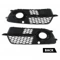 G-plus Front Bumper Fog Light Grill Grille Cover Black With Ring Compatible Audi Q5 S-line 2013-2017 8r0807681s 8r0807682n