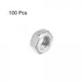 Uxcell Hex Nuts M6x1mm Metric Coarse Thread Hexagon Nut Carbon Steel Pack Of 100 Silver Tone