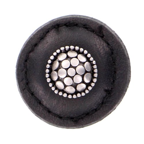 Vicenza Designs K1285 Tiziano Knob Black With Round Leather Antique Nickel