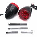 Httmt- Glossy Black Rear Led Running Brake Turn Signal Indicator Light With Red Lens Compatible 92-17 Xl883 1200 02-05 Fxst P N