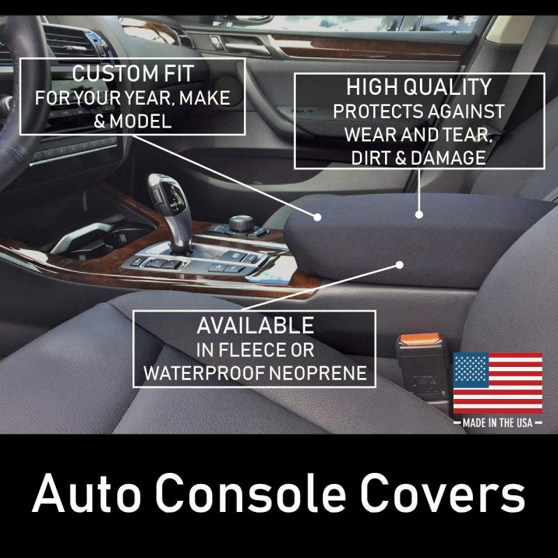 Auto Console Covers- Fits The Nissan Armada 2012-2015 Center Armrest Cover Waterproof Neoprene Fabric Black