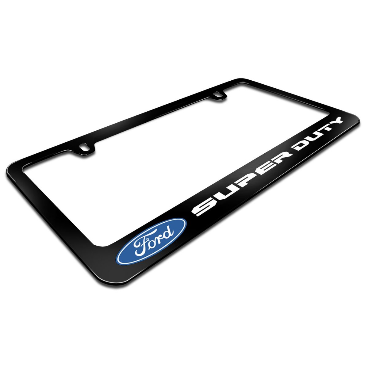 Ford Super Duty Black Metal License Plate Frame Official Licensed 12 In X 6 Powder Coated Zinc With Uv Printed Logo And Screw
