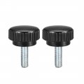 M10 X 29mm Metric Male Thread Knurled Clamping Knobs Grip Thumb Screw On Type Plastic Threaded Hand Bolt Black 2 Pcs 