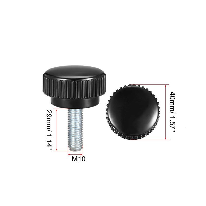 M10 X 29mm Metric Male Thread Knurled Clamping Knobs Grip Thumb Screw On Type Plastic Threaded Hand Bolt Black 2 Pcs