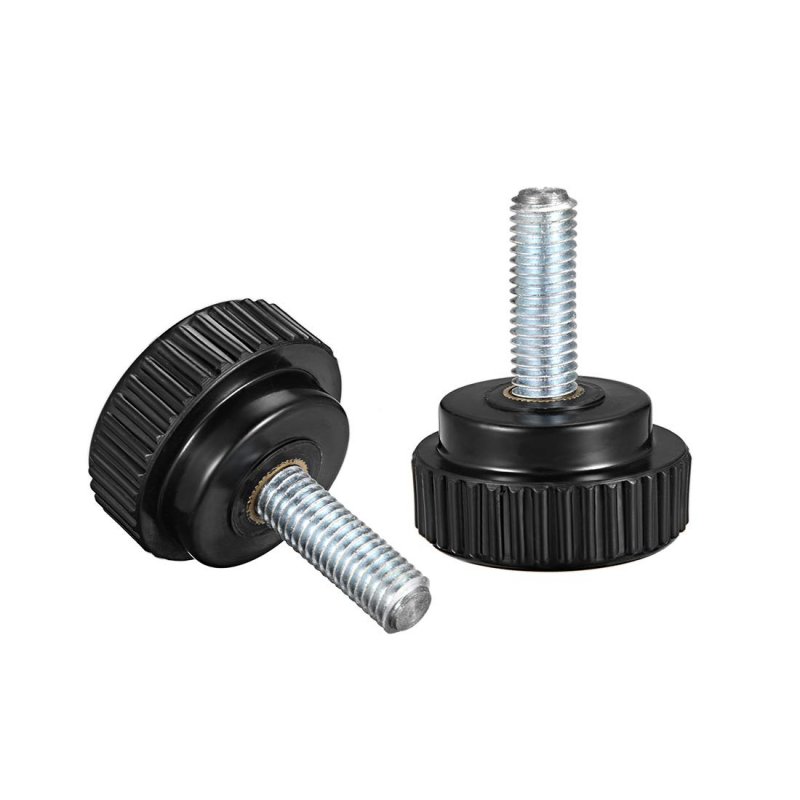 M10 X 29mm Metric Male Thread Knurled Clamping Knobs Grip Thumb Screw On Type Plastic Threaded Hand Bolt Black 2 Pcs