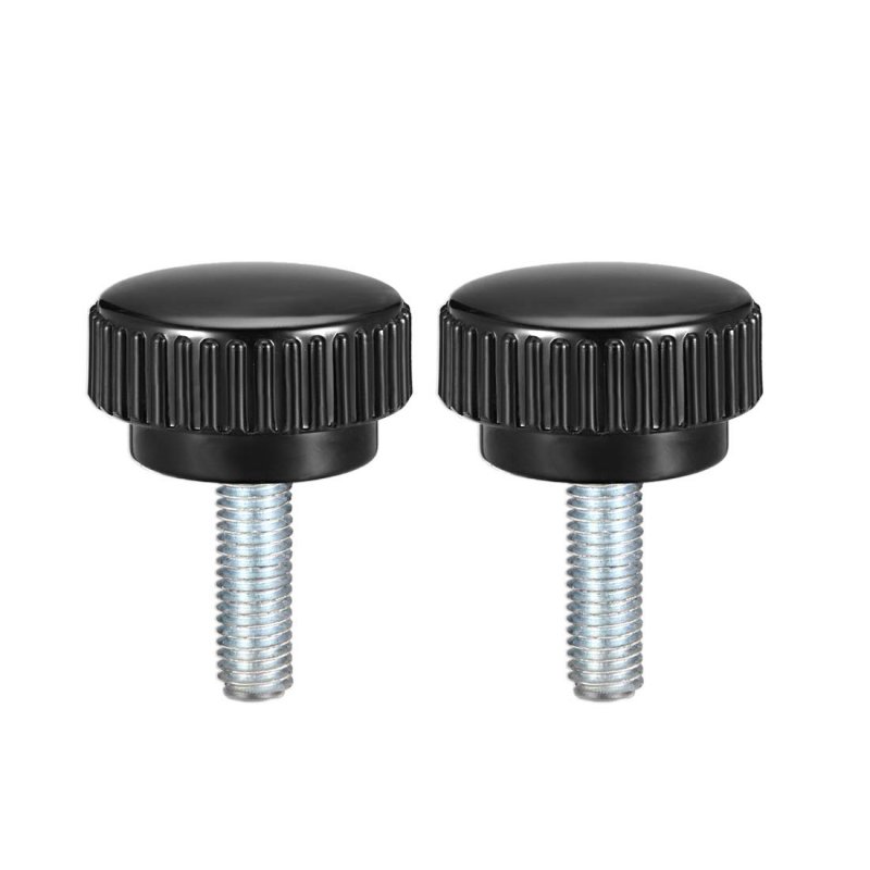 M10 X 29mm Metric Male Thread Knurled Clamping Knobs Grip Thumb Screw On Type Plastic Threaded Hand Bolt Black 2 Pcs