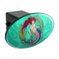 Mermaid Holding Trident Circle Art Nouveau Kelp Oval Tow Trailer Hitch Cover Plug Insert