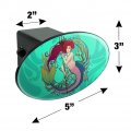 Mermaid Holding Trident Circle Art Nouveau Kelp Oval Tow Trailer Hitch Cover Plug Insert