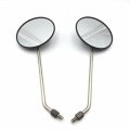 Htt Motorcycle Black Pair Universal 5 Round Long Stem Mirrors 8mm For Kawasaki Suzuki Cruisers 
