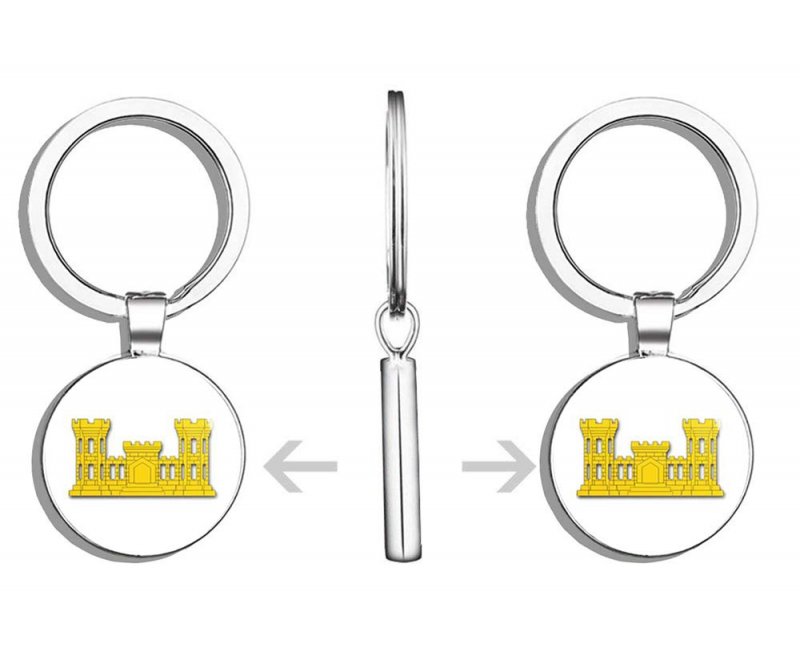 Hj Media Us Army Engineer Corps Metal Round Key Chain Keychain Ring