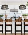 Creative Co-op Ec0489 Woven Lamp Charcoal Gray Pendant Black 