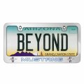 Ipick Image For Ford Mustang Outline In Blue Dual Logos Mirror Chrome Metal License Plate Frame