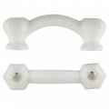 Depression Era Hexagonal Milk White Glass Drawer Pull Centers 3 Bridge Handle For Antique Cabinet Door Dresser Desk 