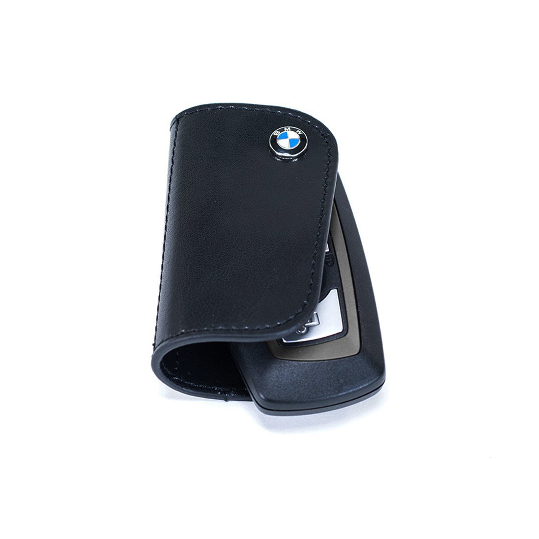 Leather Key Case For Bmw Keys Nappa Protective Shell With Snap Closure Black 80232149936