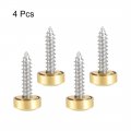 Uxcell Mirror Screws Decorative Caps Cover Nails Polished Gold 10mm 4pcs