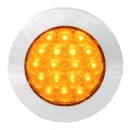 4 In Round Flange Mount Amber 18 Led Light With Lens And Chrome Twist On Bezel For Trucks Trailers Rvs Atvs Model 75900 