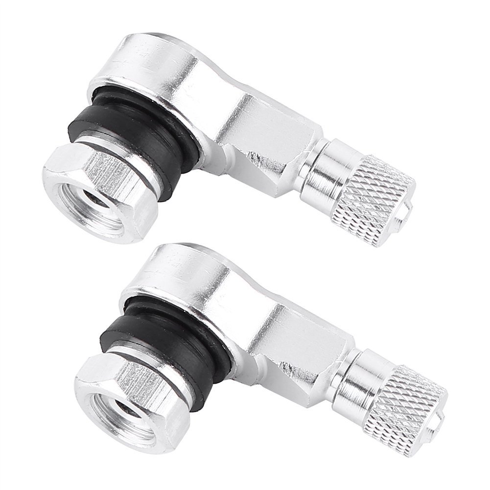 2pcs 90 Degree Angled Tire Valve Caps Stems Cover Adapter For Car Motorcycle Bike Scooter Silver
