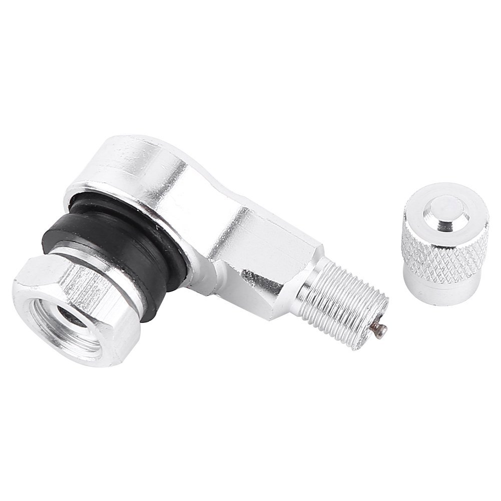 2pcs 90 Degree Angled Tire Valve Caps Stems Cover Adapter For Car Motorcycle Bike Scooter Silver