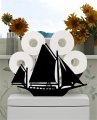 Sailboat Toilet Paper Roll Holder Stand Metal Free-standing Black For 8s Roll Storage Rack Bathroom Floor Decor Accessories 