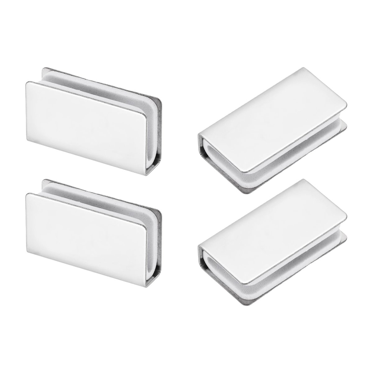 4pcs 1 6 Non Magnetic Latch Clamp Steel Glass Cabinet Clip Metal Rectangular Adjustable Frameless For Door Wardrobe Silver