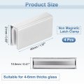 4pcs 1 6 Non Magnetic Latch Clamp Steel Glass Cabinet Clip Metal Rectangular Adjustable Frameless For Door Wardrobe Silver