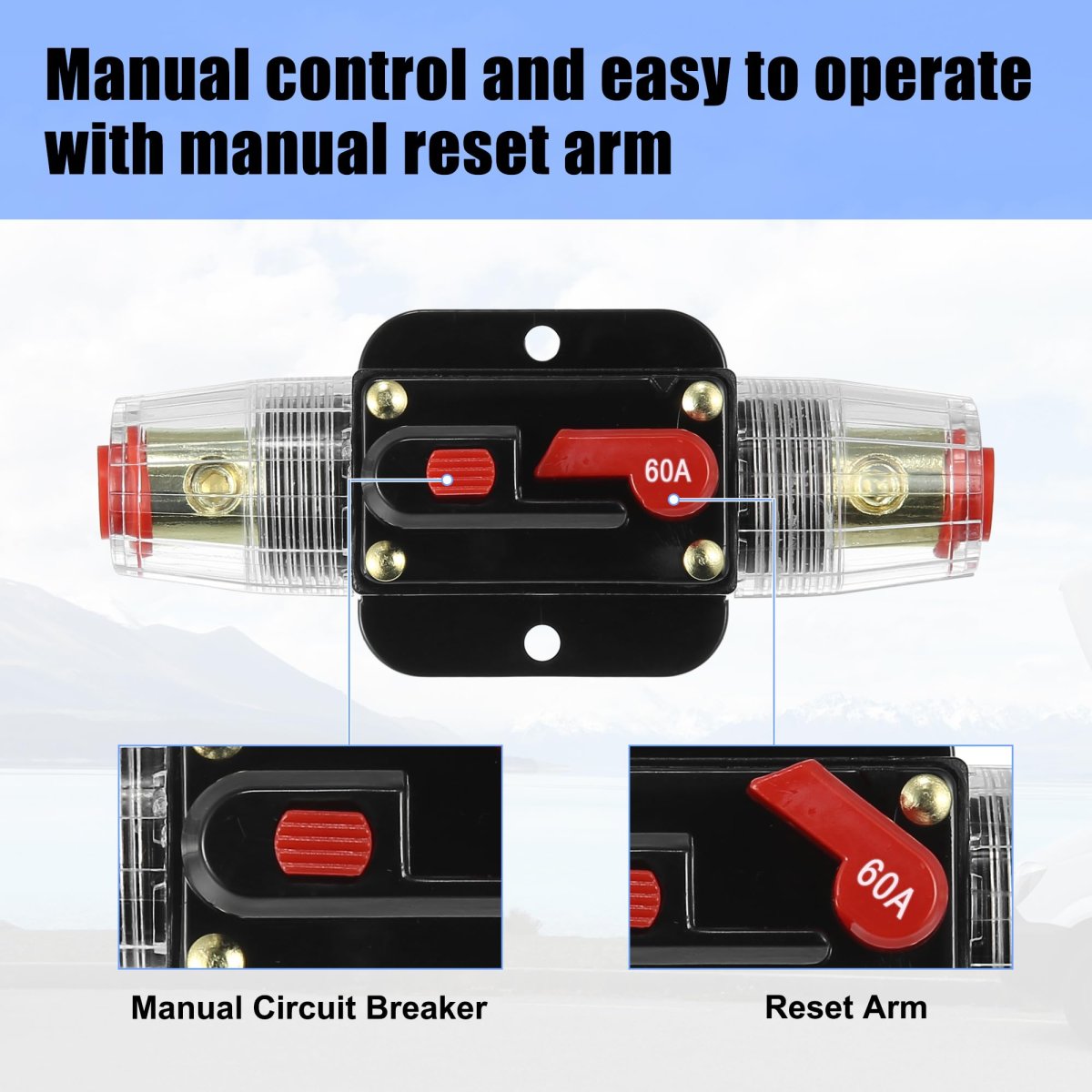 12v Car Protection Stereo Switch Fuse Holders Inline Circuit Breaker Reset Holder 60a 60 Amp For Audio