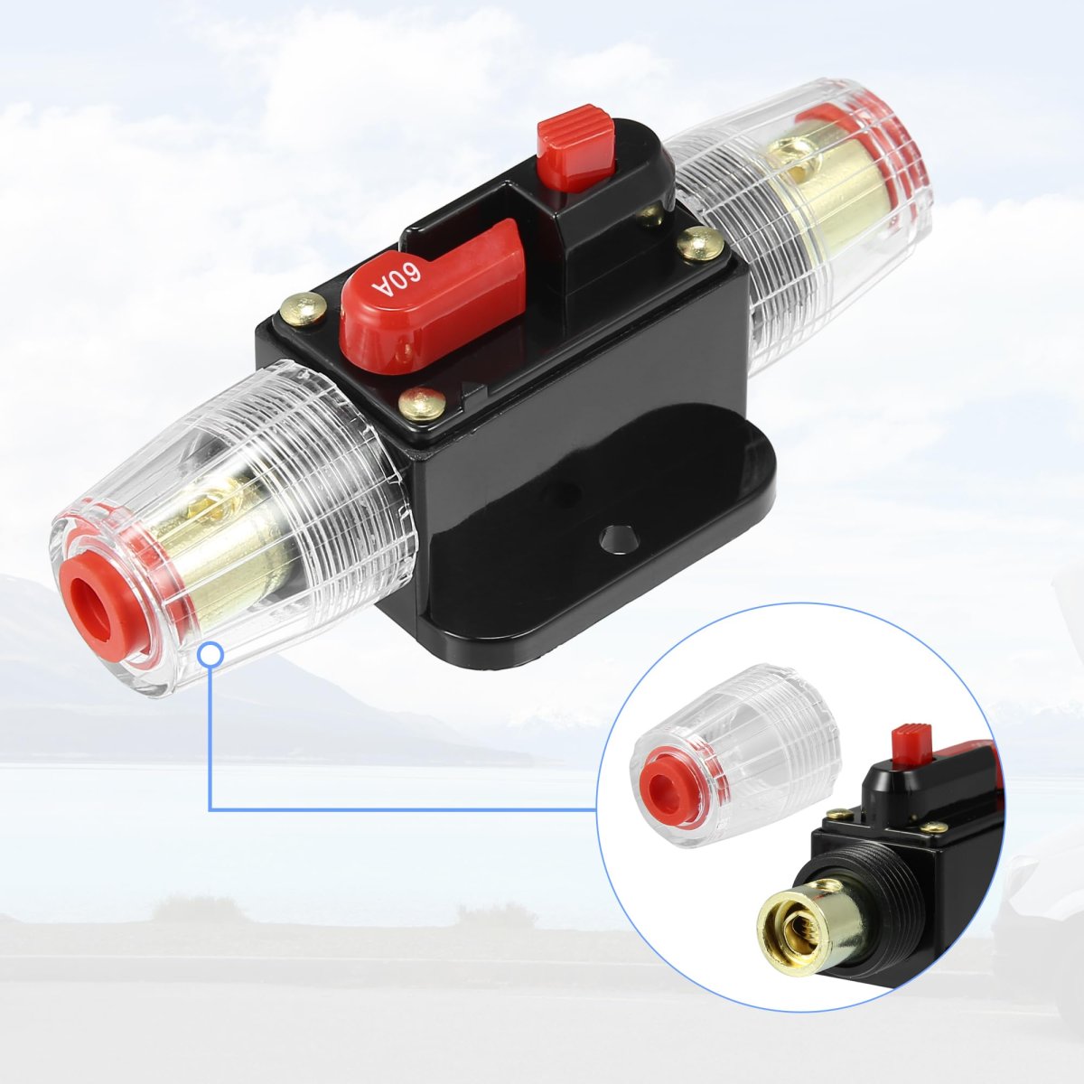 12v Car Protection Stereo Switch Fuse Holders Inline Circuit Breaker Reset Holder 60a 60 Amp For Audio