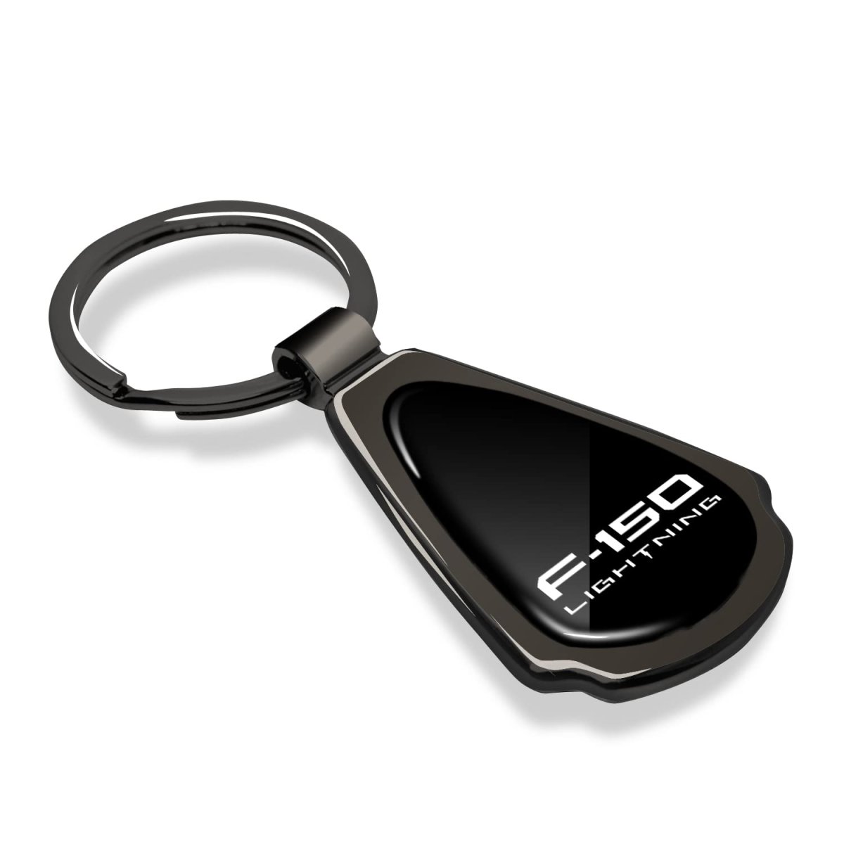 Ford F-150 Lightning Black Dome Dark Gunmetal Metal Teardrop Premium Key Chain