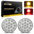 Partsam 2pcs 4 Inch Round Red Stop Turn Tail Lights To Amber Strobe Kit 19 Diodes W Chrome Bezels And 3-prong Wire Pigtails