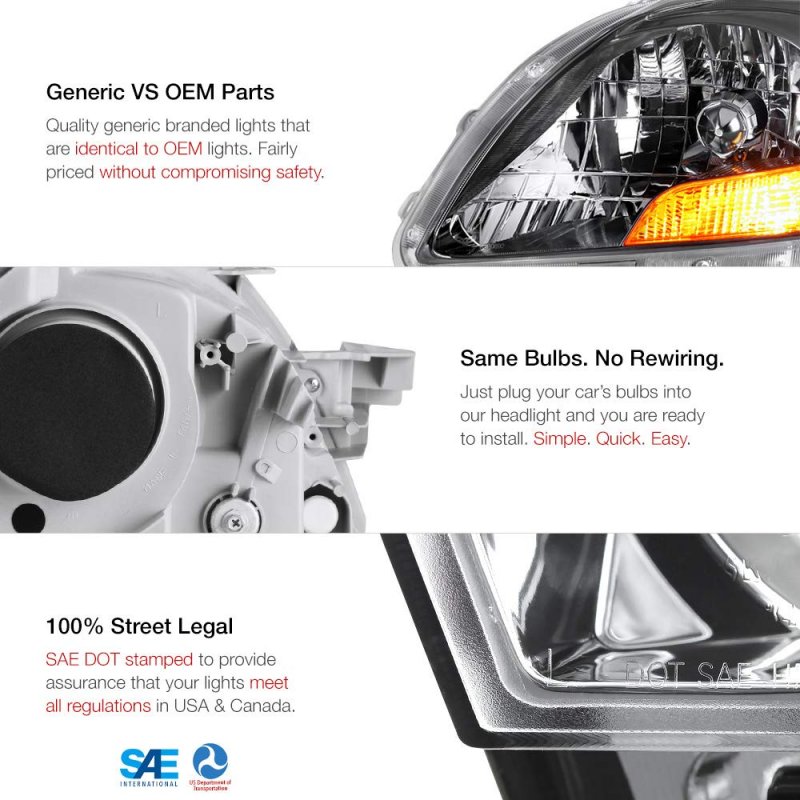 Chrome Housing Oe-style Headlight Headlamp Assembly For 2007-2011 Toyota Yaris Sedan Driver Side