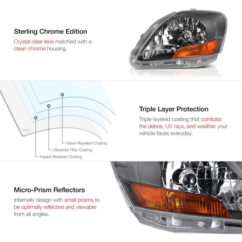 Chrome Housing Oe-style Headlight Headlamp Assembly For 2007-2011 Toyota Yaris Sedan Driver Side