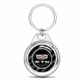 Ipick Image For Cadillac Xt6 Logo Real Black Carbon Fiber Chrome Roundel Metal Case Key Chain Keychain Exclusive Official