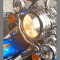 Httmt Heavy Duty Thick Chrome Gear Skull 7 Inches Headlight Visor Compatible With Xl Xlh Fxr Fx P N Usmt325-014a-cd Old