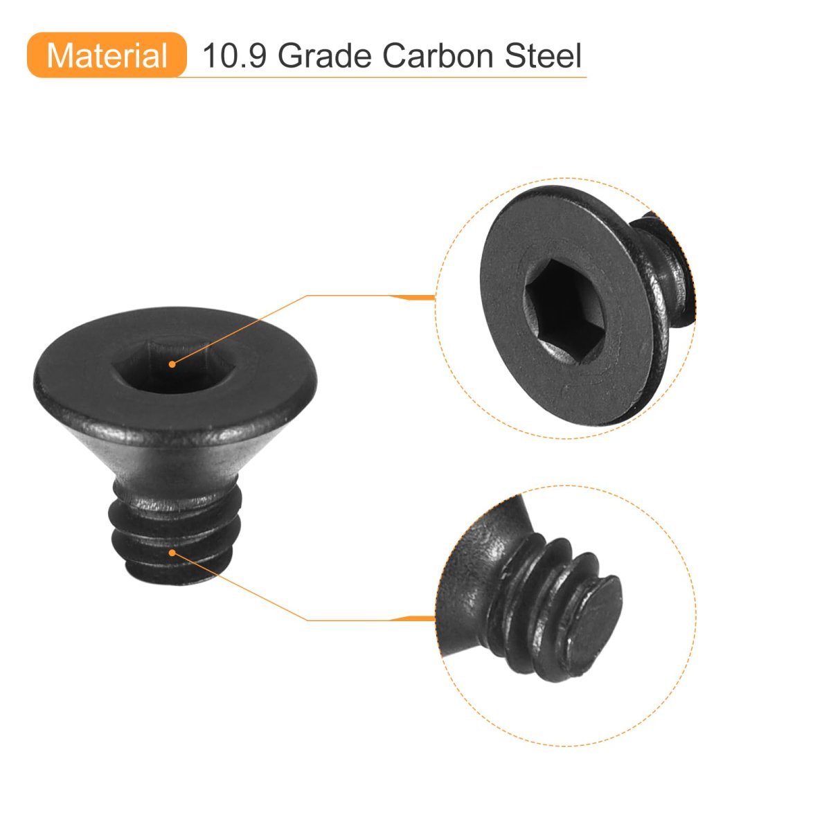 10-24x1 4 Flat Head Socket Cap Screws 10 9 Grade Carbon Steel Hex Countersunk Screw Bolts Machine Fasteners Fully Threaded